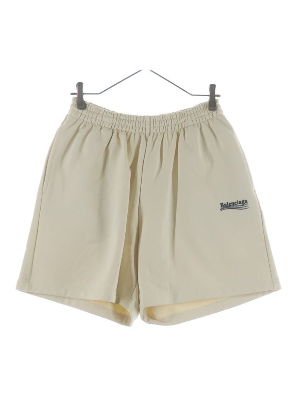 Balenciaga Political Campaign Sweat Shorts Logo Embroidery Beige